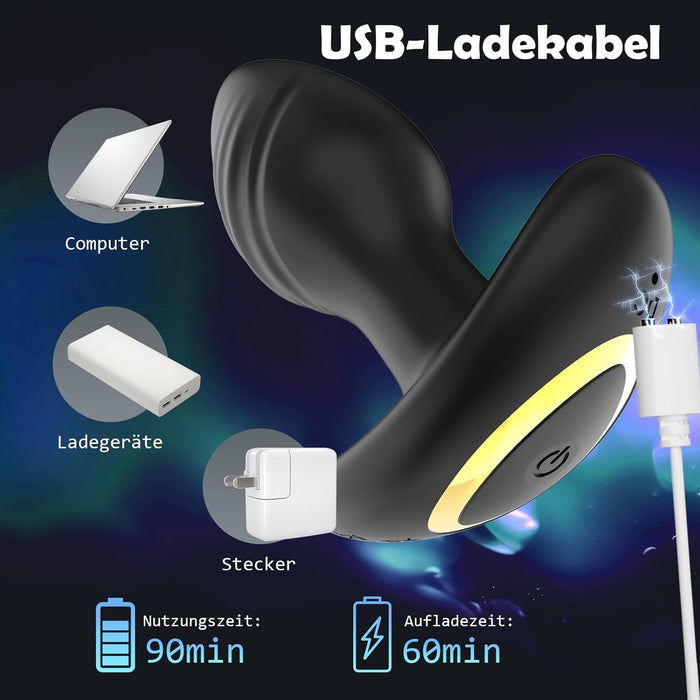 Anālās vibrācijas rotaļlieta vīriešiem ar 7 griezes un 9 vibrācijas režīmiem