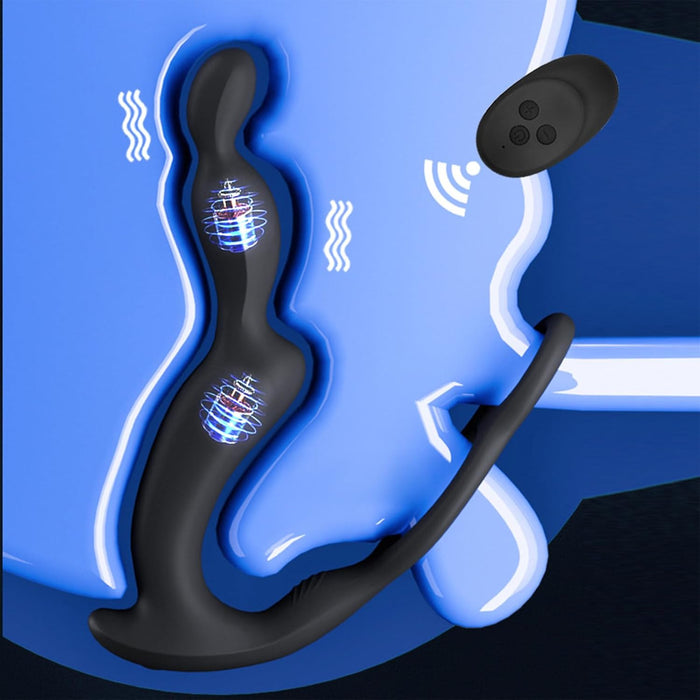 3-моторный анальный вибратор для мужчин с сильной присоской и кольцом на пенис