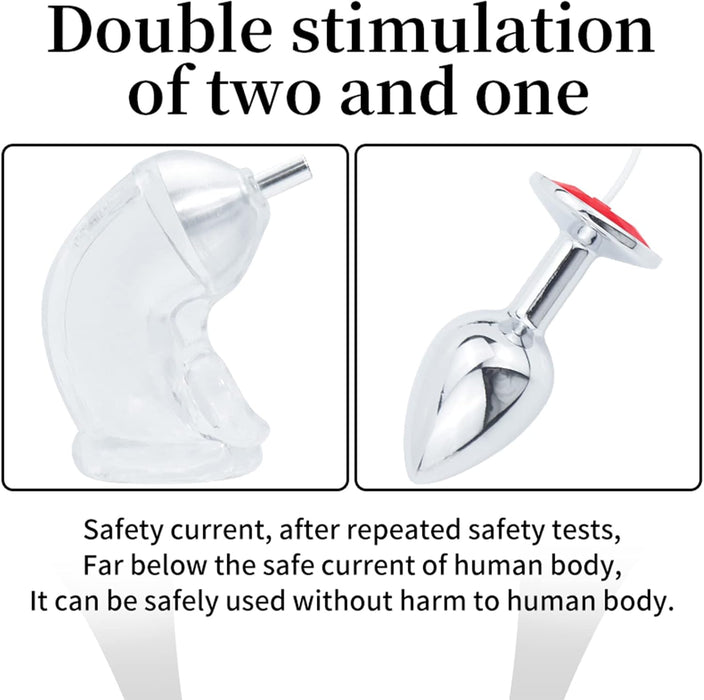 Электрическое кольцо на пенис с медицинским аналом из нержавеющей стали и с сильной присоской