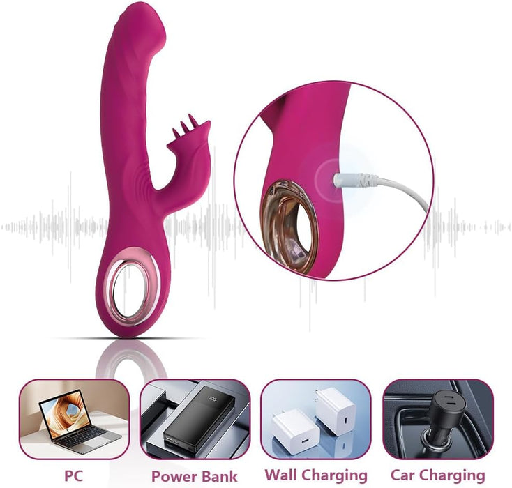 Двухголовочный вибратор для женщин с сильной присоской и 10 режимами вибрации