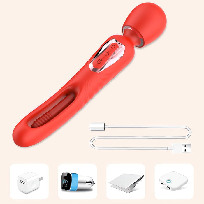 Женский 2-в-1 вибратор с сильной присоской: 7 вибраций и 10 режимов похлопывания