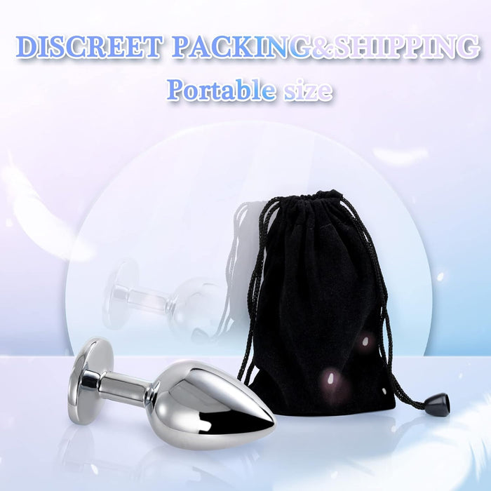 Анальная Пробка с Сильной Присоской для Женщин и Мужчин, Металл с Кристаллом