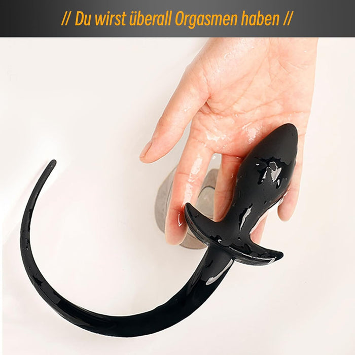 Silikona anālais spraudnis ar suņa asti - 27,4 cm garš