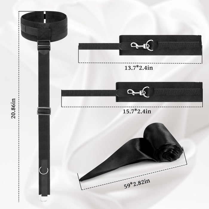 BDSM ierobežošanas komplekts pāriem ar regulējamām rokudzelžām un kāju saitēm