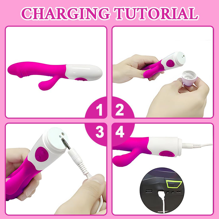 Stilīgs Rabbit Vibrators ar 7 Vibrāciju Režīmiem Klitora un G Punktu Stimulācijai