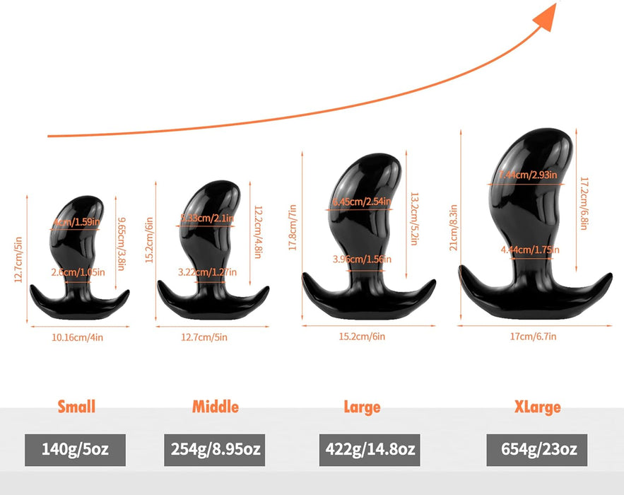 Большой черный анальный массажер Mango из мягкого TPE с сильной присоской