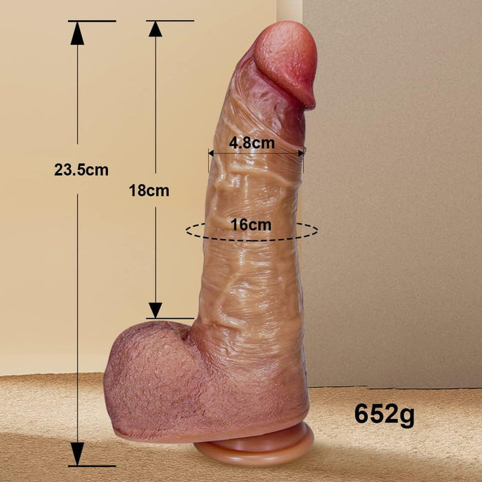 23,5 cm reālistisks dildo ar smidzināšanas funkciju un spēcīgu piesūcekni