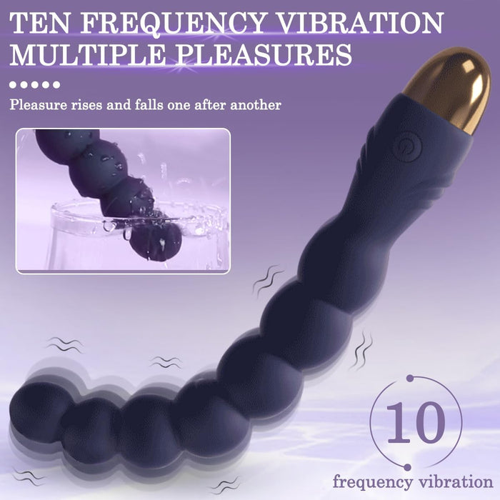 Анальная пробка с 7 шариками и 10 режимами вибрации с сильной присоской