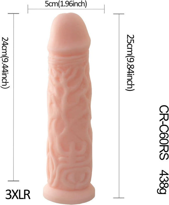 Liels dildo piederums ar 3xlr saskarni intensīvākām sajūtām