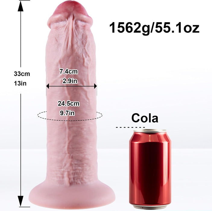 33 cm XXXL Īsts Dildo ar Spēcīgu Piesūcekni un Biezu Diametru