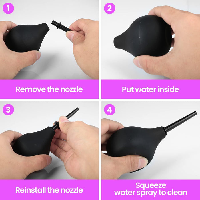 Элегантный набор из 3 металлических анальных пробок с кристаллами и анальным душем