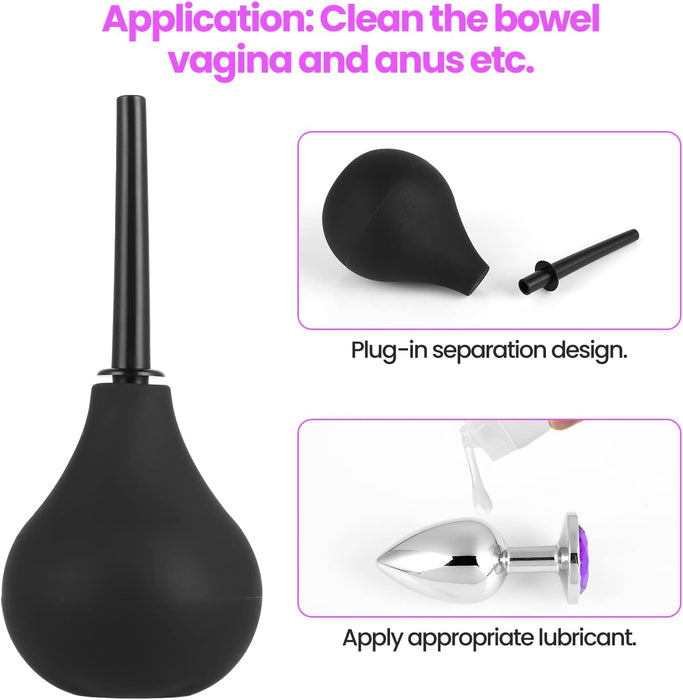 Металлический набор анальных пробок с кристаллами и анальным душем