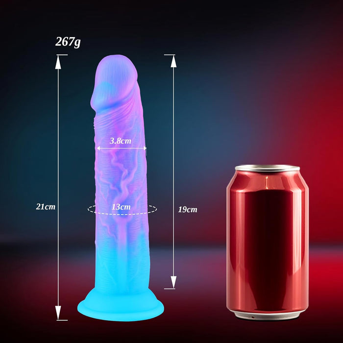 21 cm liels reālistisks strap-on dildo no šķidrā silikona ar spēcīgu piesūcekni