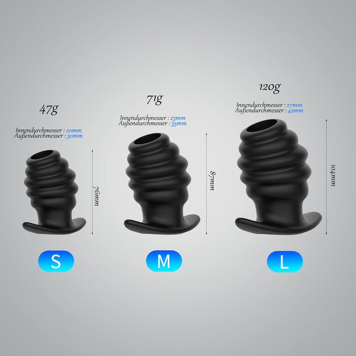 Эргономичный полый анальный расширитель с волнами, размер M (87×55 мм)