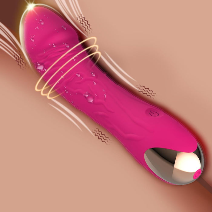 Вибратор-дилдо 2-в-1 с функцией толчков и с сильной присоской для женщин