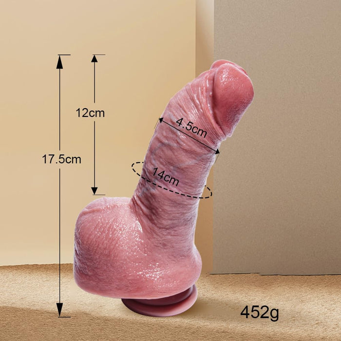 Realistisks 17,5 cm silikona dildo ar spēcīgu piesūcekni iesācējiem