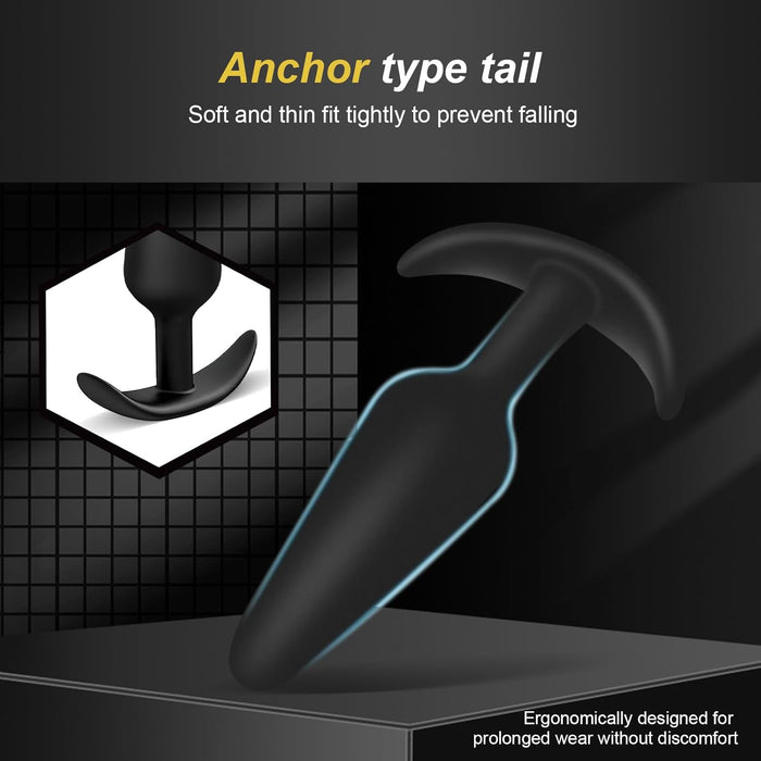 4 Gabalu Anālo Plug Komplektu ar Dažādiem Izmēriem Vīriešiem un Sievietēm