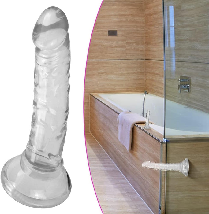 Caurspīdīgs mini dildo ar stipru piesūcekni 12 x 2,5 cm