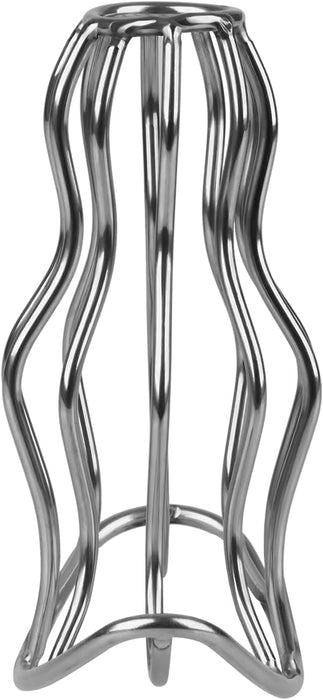 Металлическая анальная пробка с туннельным дизайном и волнистой структурой, размер L с сильной присоской