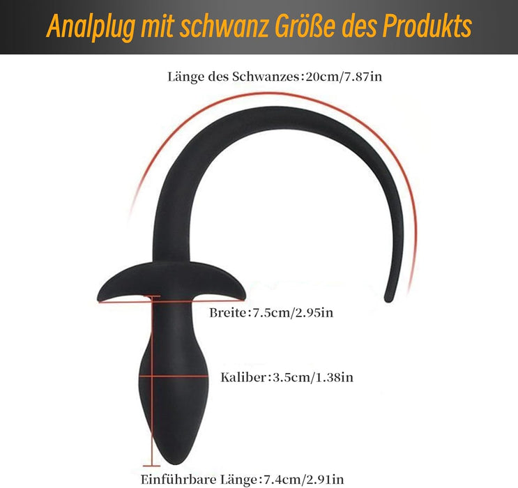 Silikona anālais spraudnis ar suņa asti - 27,4 cm garš