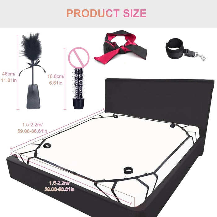 Набор SM Бондаж с Наручниками и Фиксаторами для Ног, Маска для Глаз и Интимные Игрушки для Пар