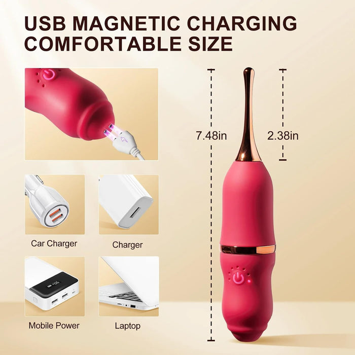 Женский вибратор с сильной присоской, 7 режимов вибрации и сменными насадками