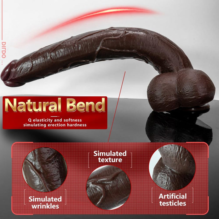 Экстра длинный гибкий реалистичный силиконовый фаллоимитатор с сильной присоской (M)