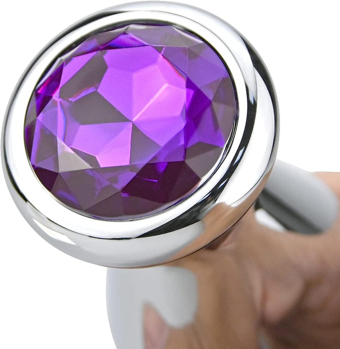 Большой анальный плаг из нержавеющей стали в форме лампочки средней размер