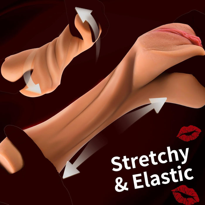 Реалистичная карманная мастурбатор с сильной присоской, нагревом и чехлом