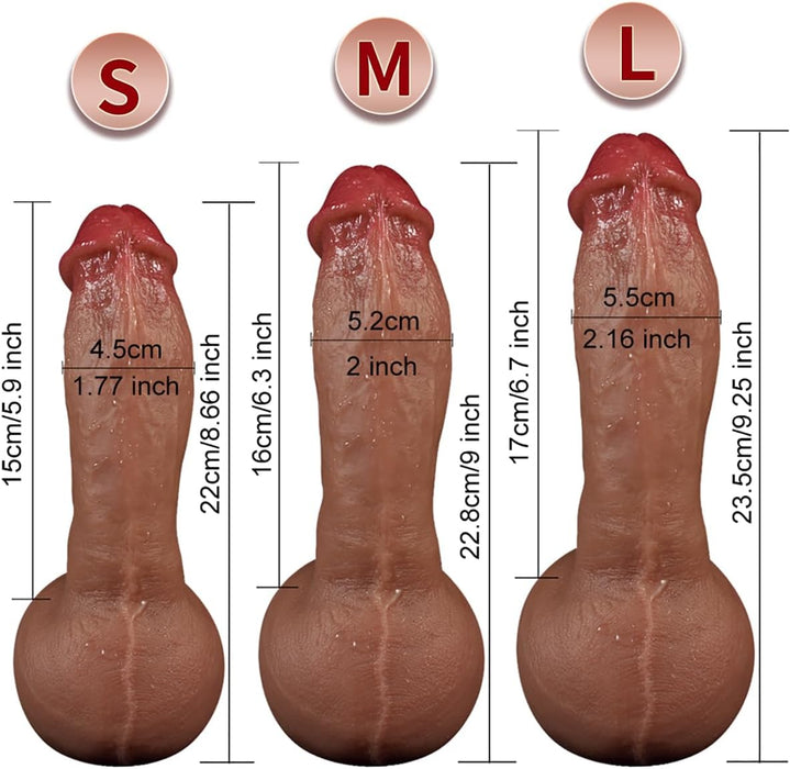 XXL reālistisks šķidra silikona dildo ar spēcīgu piesūcekni un detalizētu tekstūru