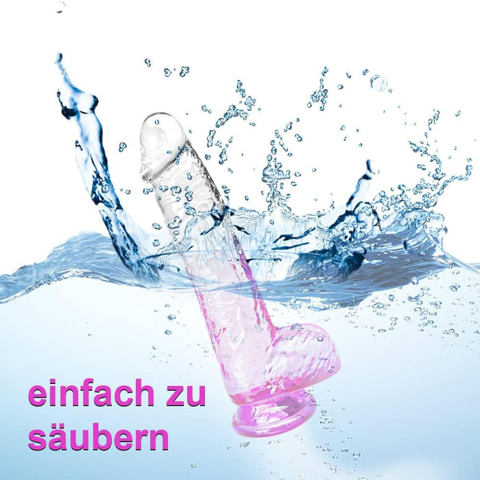 Реалистичный прозрачный фаллоимитатор с сильной присоской, 17 см