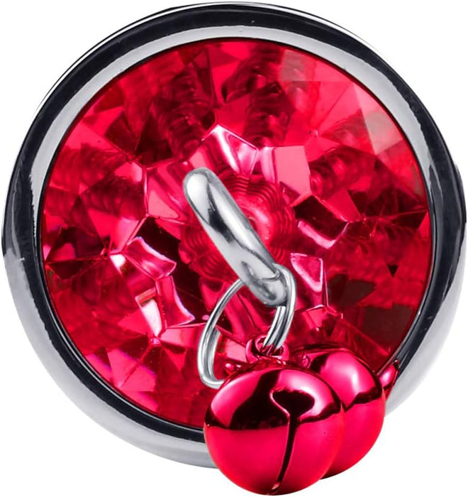 Набор из 3 металлических анальных пробок с цепочкой, колокольчиками и кристаллом