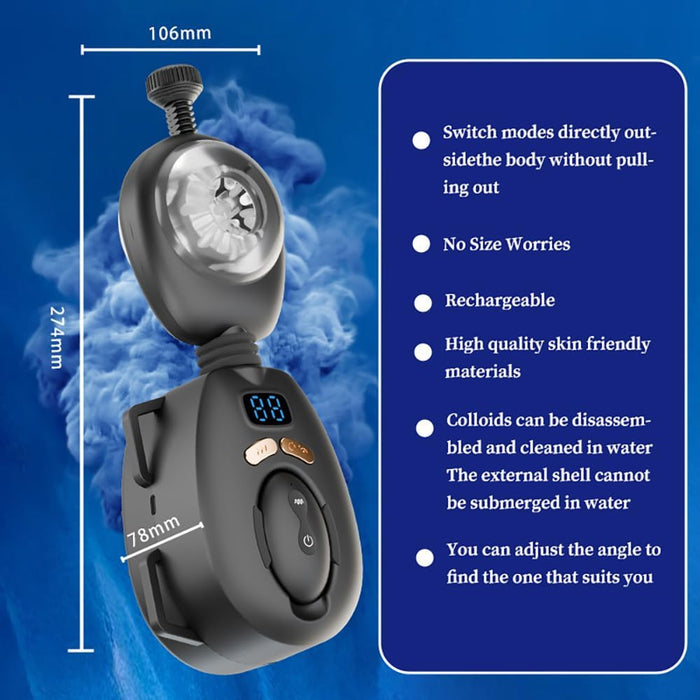 Электрический Мастурбатор с Сильной Присоской и 9 Частотами Вибрации для Мужчин