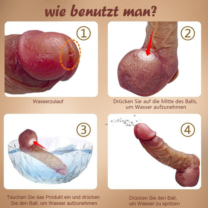 23,5 cm reālistisks dildo ar smidzināšanas funkciju un spēcīgu piesūcekni