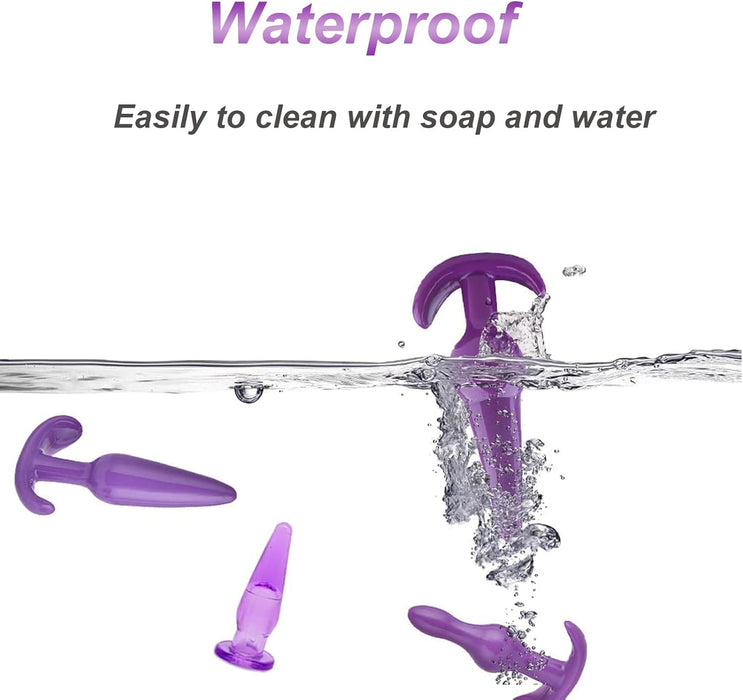 Набор из 4 силиконовых анальных пробок с сильной присоской среднего размера