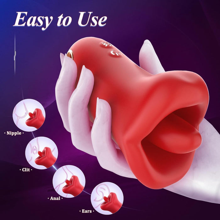 3-in-1 Vibrators sievietēm ar Klitora Stimulāciju, Mēles Laizīšanu un Sūkšanu