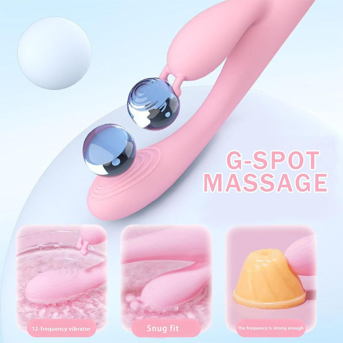 Dubults motors sievietēm vibrators ar 12 režīmiem un 42° sildīšanu