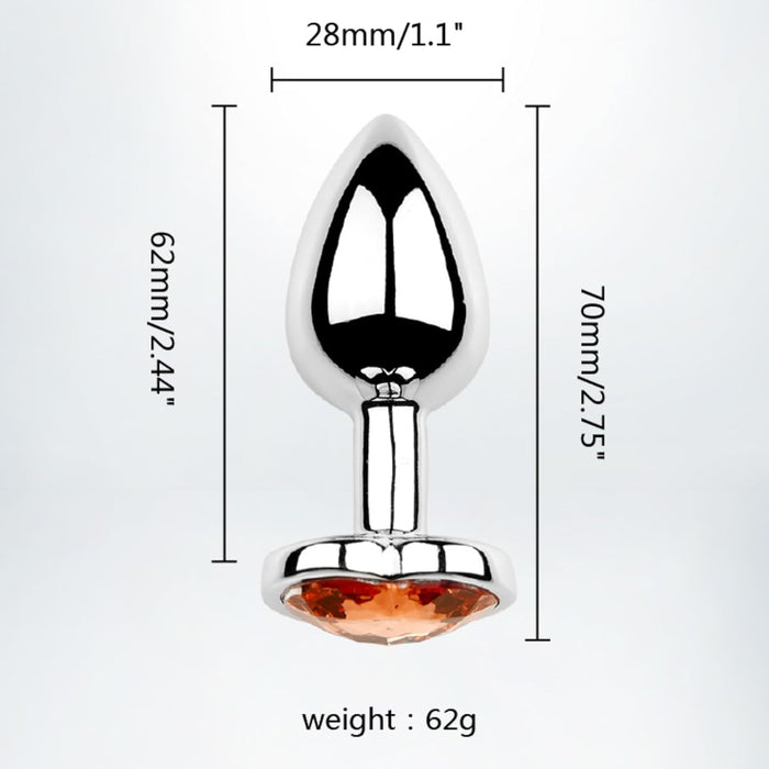 Набор анальных пробок из нержавеющей стали с кристаллом в форме сердца, 3 размера