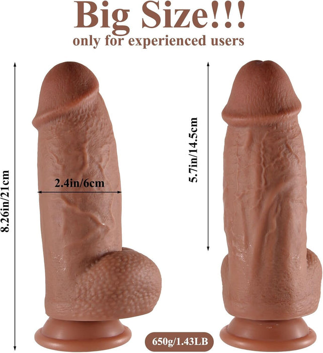 6 cm diametra milzīgs silikona dildo – biezs un ļoti reālistisks
