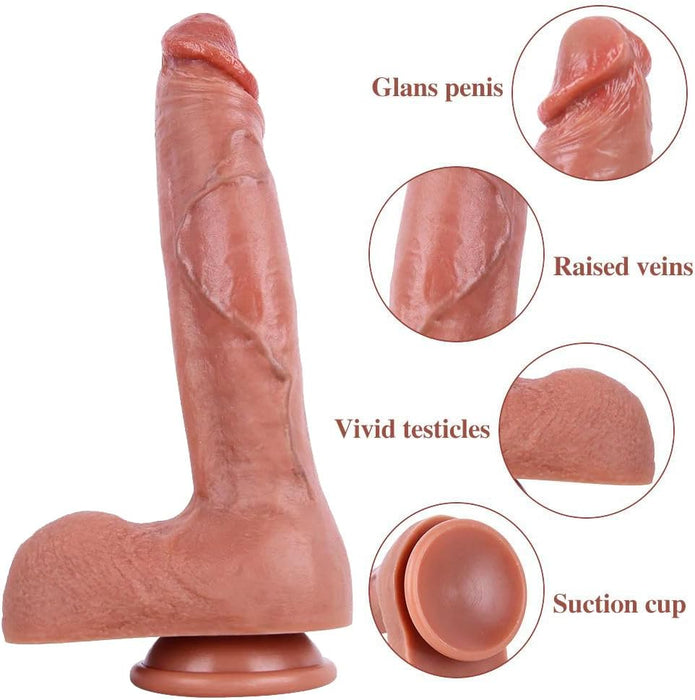 Liels reālistisks dildo ar spēcīgu piesūcekni, 25 cm garš