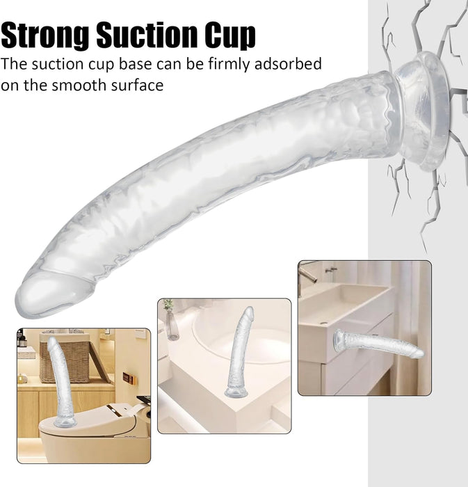 Реалистичный 32 см большой фаллоимитатор с сильной присоской и прозрачной текстурой