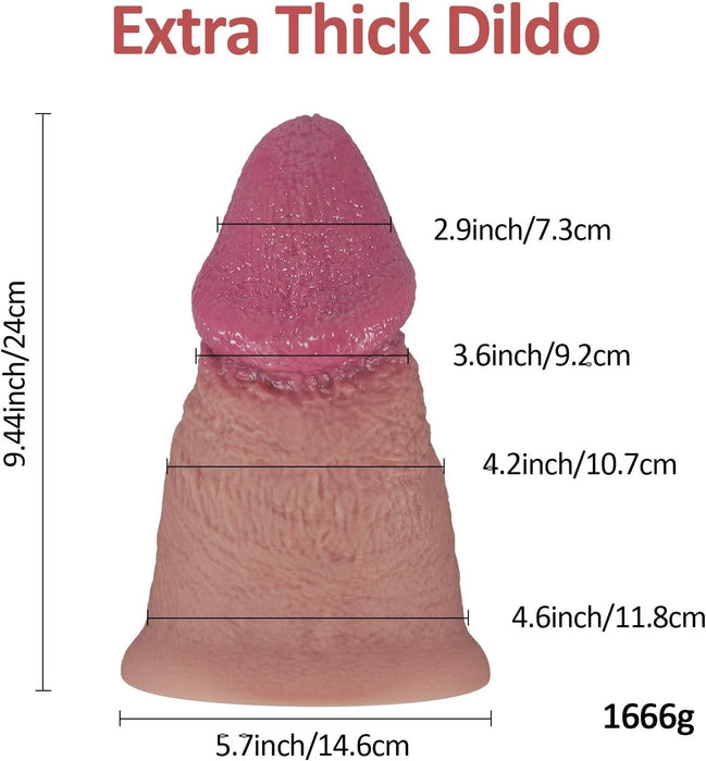 Reālistisks silikona XL dildo ar spēcīgu piesūcekni, diametrs 11.8 cm
