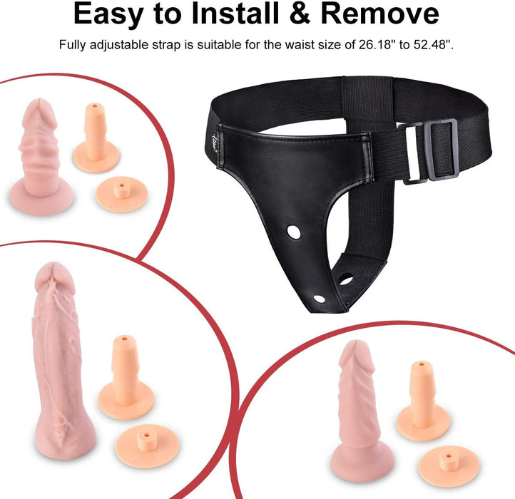 Страпон с четырьмя силиконовыми дилдо и регулируемым ремнем с сильной присоской