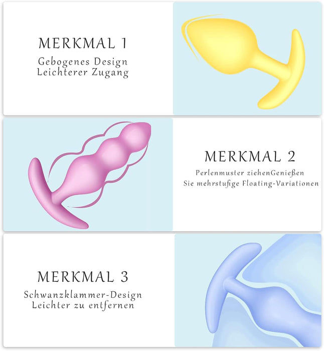 3 в 1 цветной анальный плаг для пар с сильной присоской – мягкий TPE материал