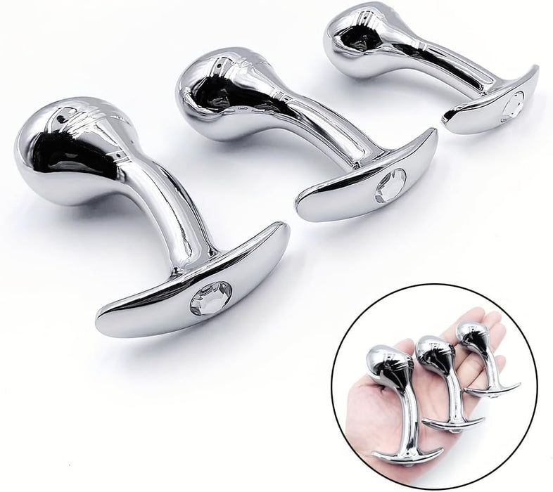 Металлические анальные пробки 3 размера с сильной присоской для мужчин и женщин