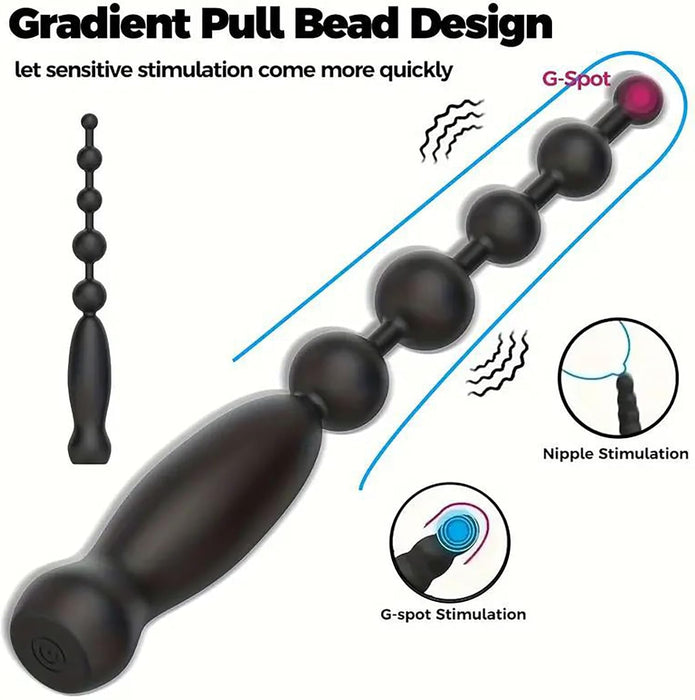 Anālais vibrators ar 10 vibrāciju režīmiem un unikālu pērlīšu dizainu