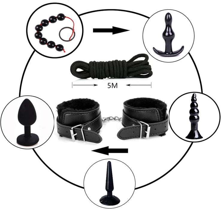 BDSM Seksa Komplektu Komplekts 35 Daļas ar Ādas Aproces un Rotaļlietām Pāriem