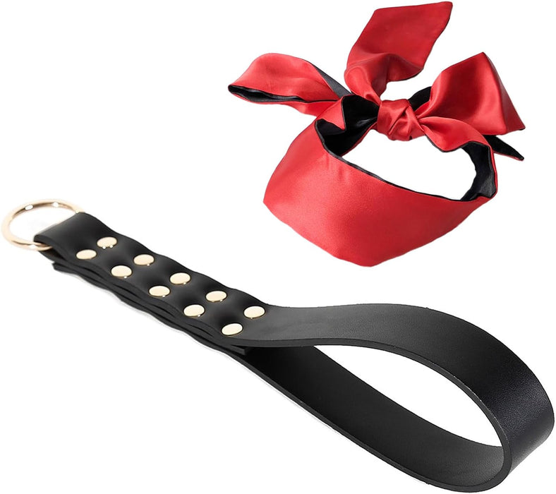 Daudzveidīgs BDSM komplekts ar āmuru, plaukšķi, acu masku un aprocēm