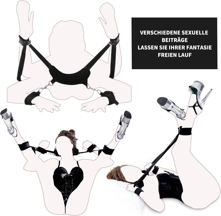 BDSM ierobežojumu komplekts pāriem ar ērtām roku un potīšu aprocēm