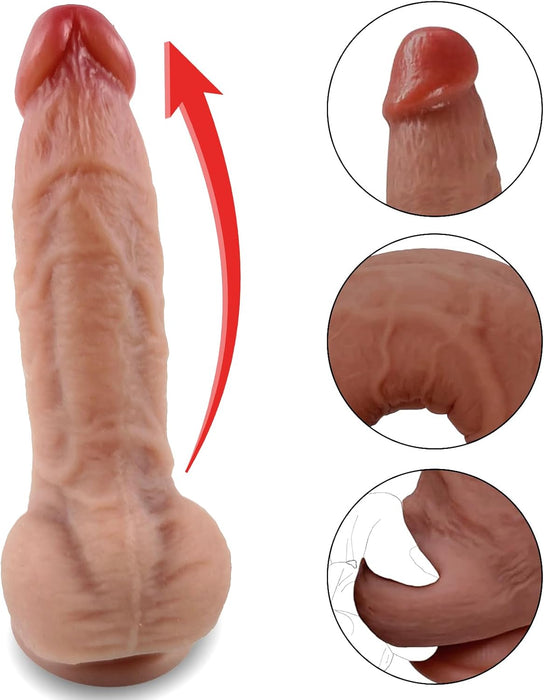 Realistiskais silikona dildo ar spēcīgu piesūcekni, 20 cm